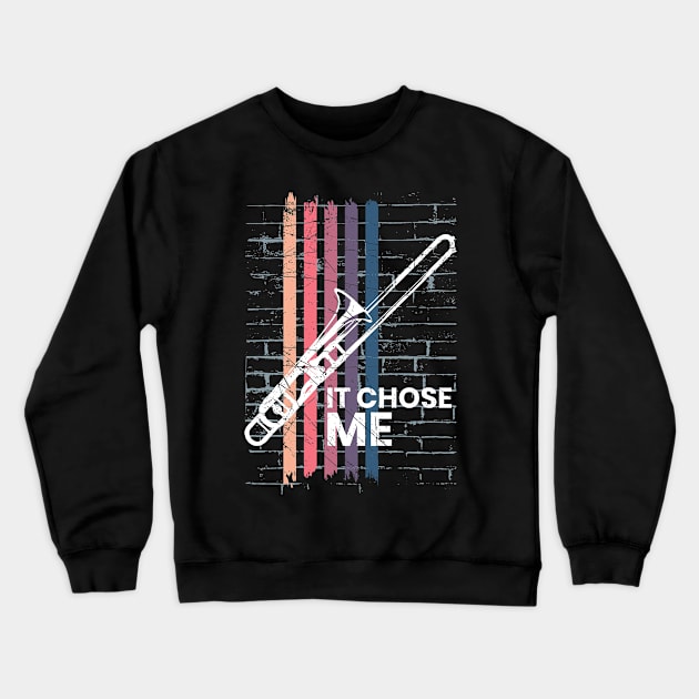 Trombone Jazz Gift Musical Instrument Vintage Crewneck Sweatshirt by AlleyField